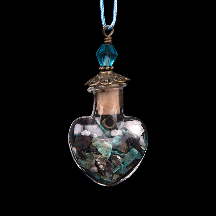 Blue-Green Crystal-Filled Necklace