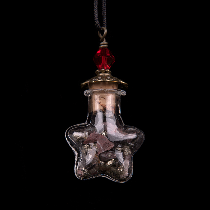 Dark Brown Crystal-Filled Necklace